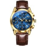 OLEVS 2872 Men Quartz Watch Golden Blue